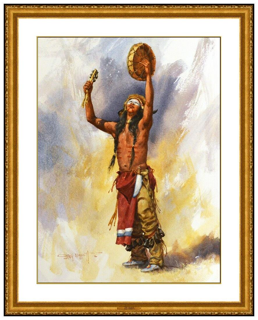 Gary Niblett Original Native American Portrait Watercolor Painting Signed Art: This lot includes:Gallery COA & free domestic shipping (*insurance and international shipping for an additional charge)Artist: Gary Niblett Title: The Trance Medium: WatercolorSize: 22” x 16&rdq