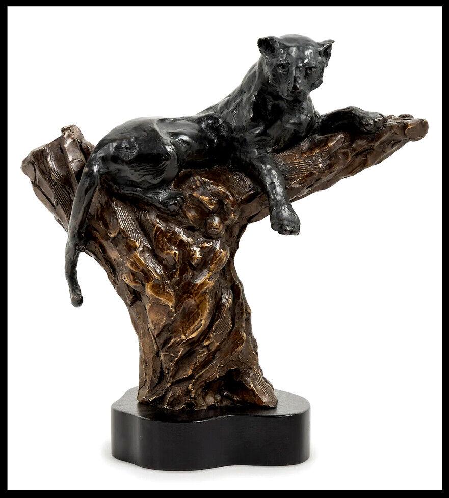Leroy Neiman Rare Bronze Sculpture Black Panther Vigilant Signed Original Art (1 of 4)