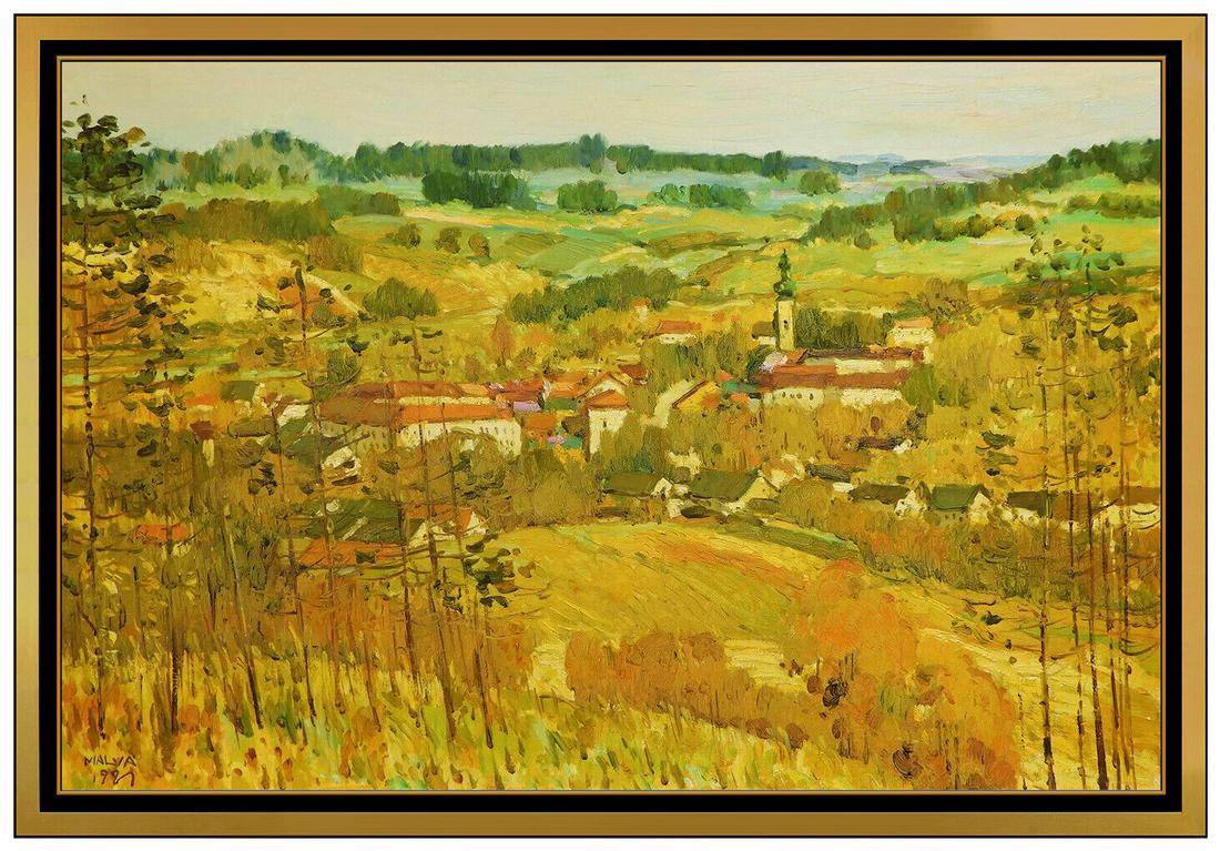 Omar Malva Large Oil Painting On Canvas Signed France Fall Rural Landscape Art (1 of 5)