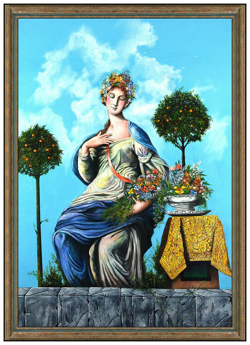 Franco Minei Oil Painting On Canvas Large Female Portrait Signed Framed Artwork (1 of 5)