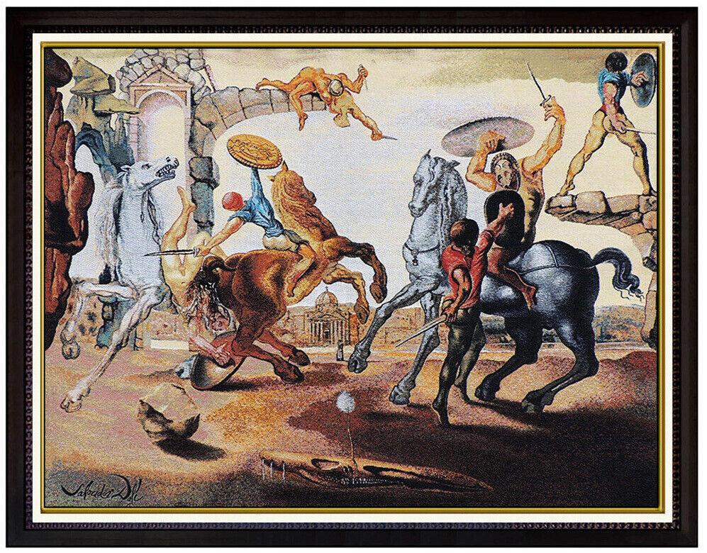 Salvador Dali Large Jacquard Woven Tapestry Signed Battle Around Dandelion Art (1 of 6)