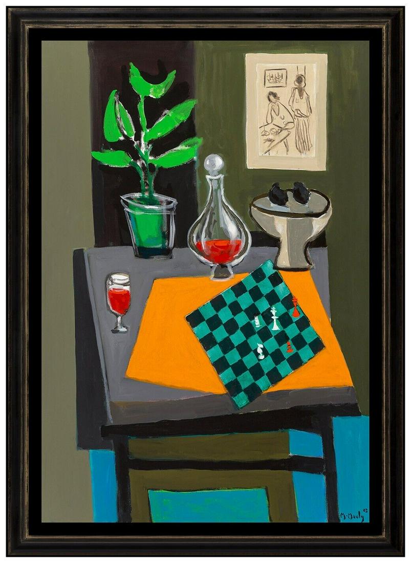 Marcel Mouly Original Acrylic Painting On Canvas Large Framed Still Life Artwork (1 of 6)