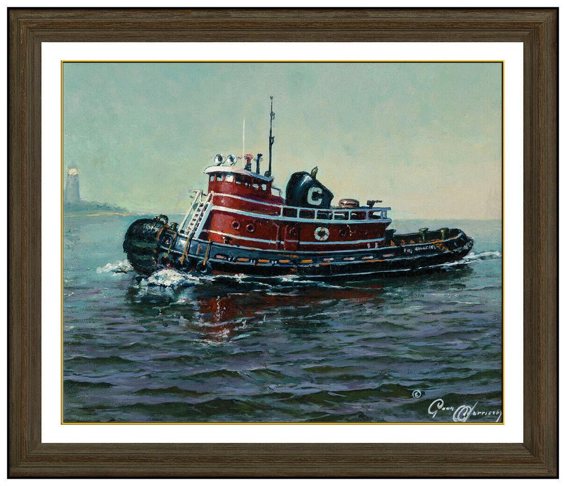 Dean Morrissey Original Oil Painting On Board Nautical Boat Seascape Framed Art (1 of 4)