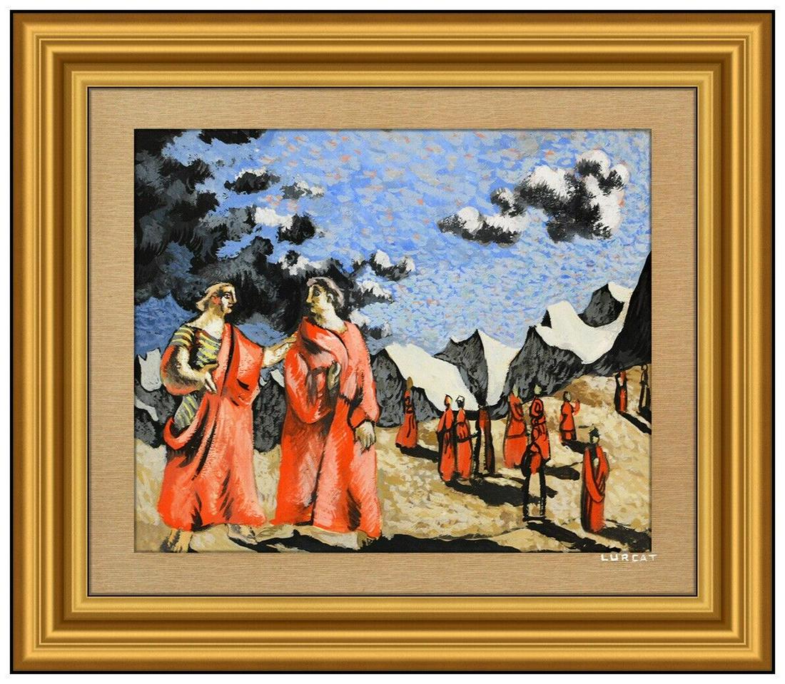 Jean Lurcat Original Gouache Painting Figurative Landscape Signed Framed Artwork (1 of 7)