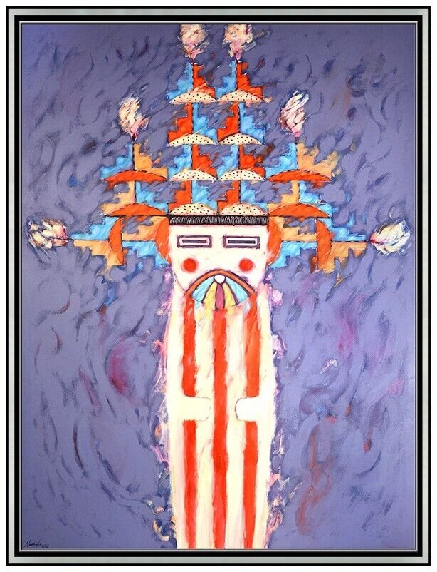 Dan Namingha Large Acrylic Painting On Canvas Kachina Doll Signed Framed Artwork (1 of 5)