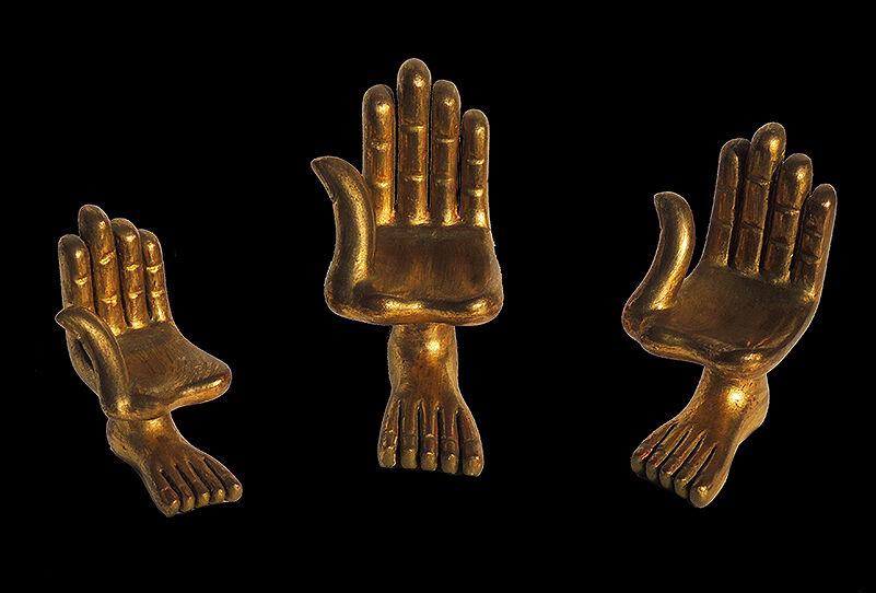 Pedro Friedeberg 3 Original Hand Foot Chair Sculpture Authentic Painting Signed (1 of 3)