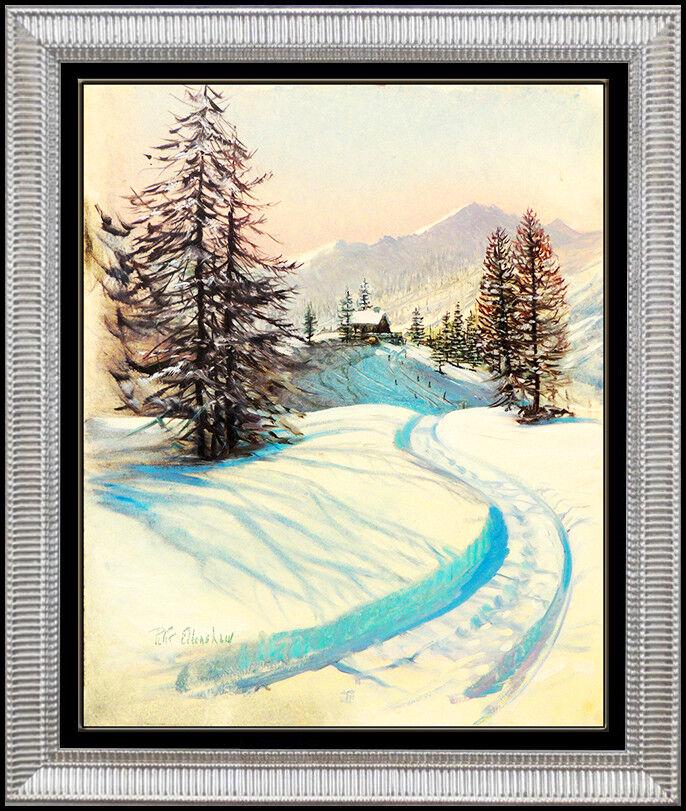 Peter Ellenshaw Original Oil Painting On Board Signed Snow Landscape Disney Art (1 of 4)