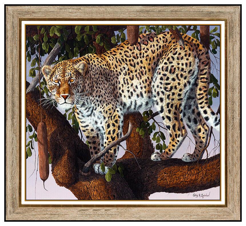 Gary Robert Swanson Original Oil Painting On Canvas Signed Leopard Art Landscape (1 of 5)