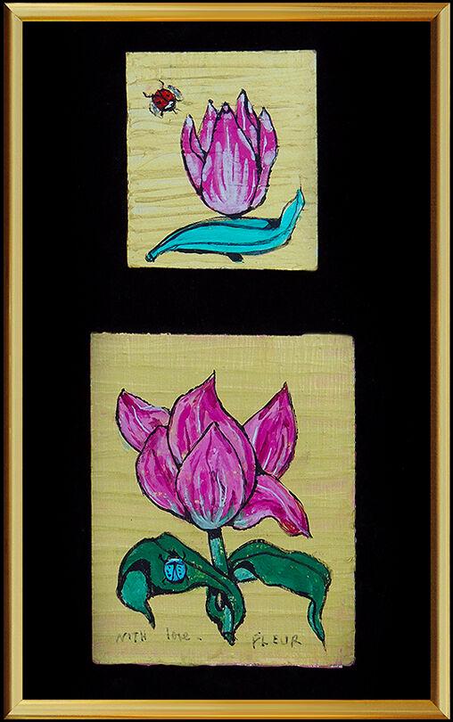 Fleur Cowles Oil Painting On Board Original Flower Signed Modern Artwork Diptych (1 of 4)