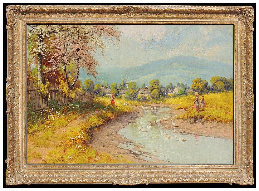 Laszlo Neogrady Large Oil On Canvas Original Painting French Landscape Signed (1 of 5)