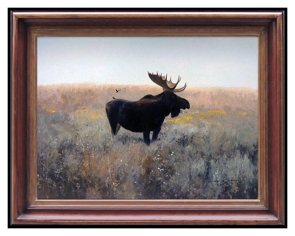 Michael B Coleman Original Oil Painting On Board Moose Landscape Signed Artwork (1 of 5)