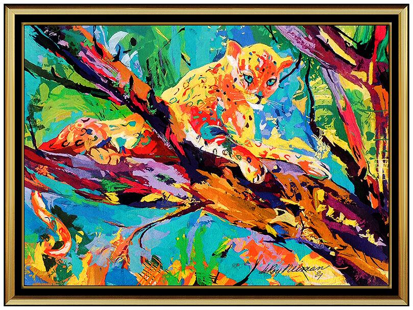Leroy Neiman Serengeti Leopard Original Woven Tapestry Hand Signed Painting Art (1 of 6)