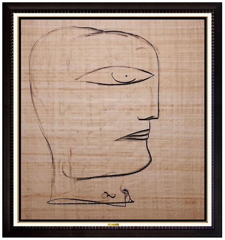 Jamali Original Pigmentation Cubism Profile Signed Abstract Portrait Painting: This lot includes:Gallery COA & free domestic shipping (*insurance and international shipping for an additional charge)Artist: Jamali Title: Portrait of KnowledgeMedium: Pigmentation on Papyrus PaperS