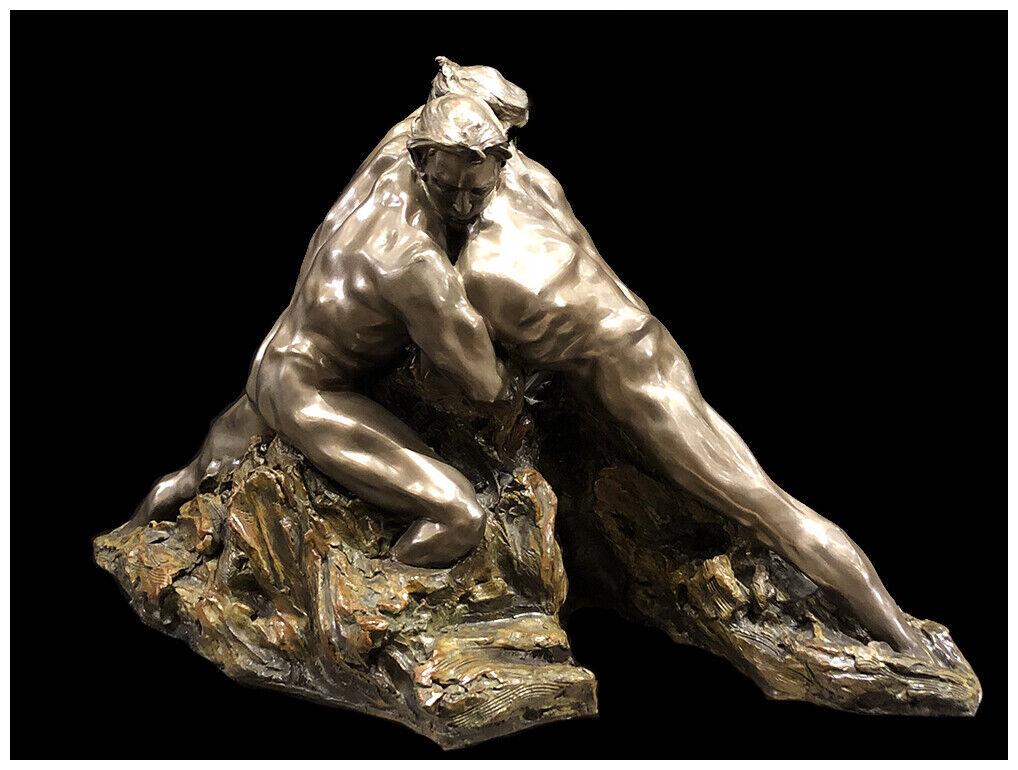 M.L. Snowden Genesis Large Bronze Sculpture Hand Signed Male Nude Full Round Art: This lot includes: Gallery COA & free domestic shipping (*insurance and international shipping for an additional charge) Artist: M.L. Snowden Title: Genesis Medium: Bronze Size: 39"h x 20" x 25" Signe