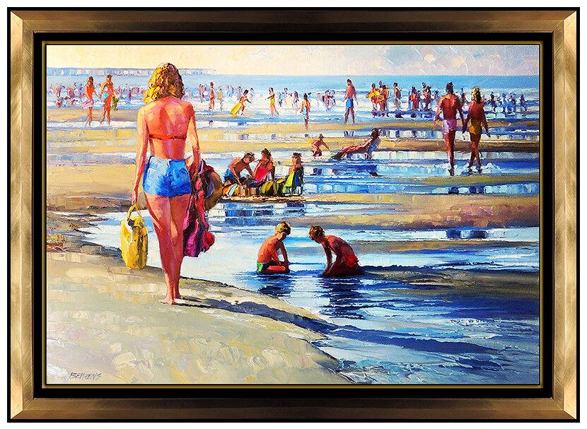 Howard Behrens Oil Painting On Canvas Large Original Seascape Signed Beach Art (1 of 5)