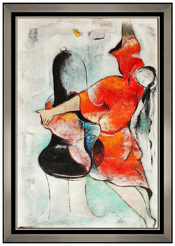David Schluss Oil Painting Original Large Signed Musician Female Portrait Modern (1 of 5)