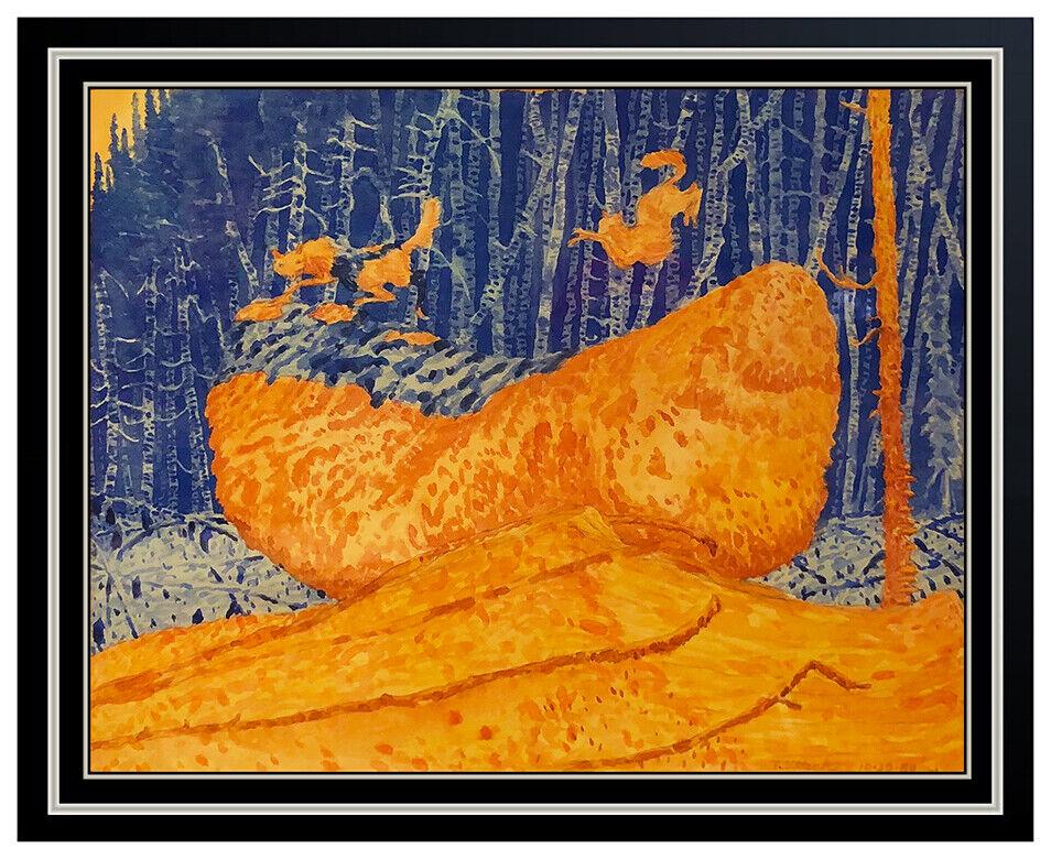 Tom Uttech Watercolor Painting Original Landscape Birch Trees Signed Framed Art (1 of 5)