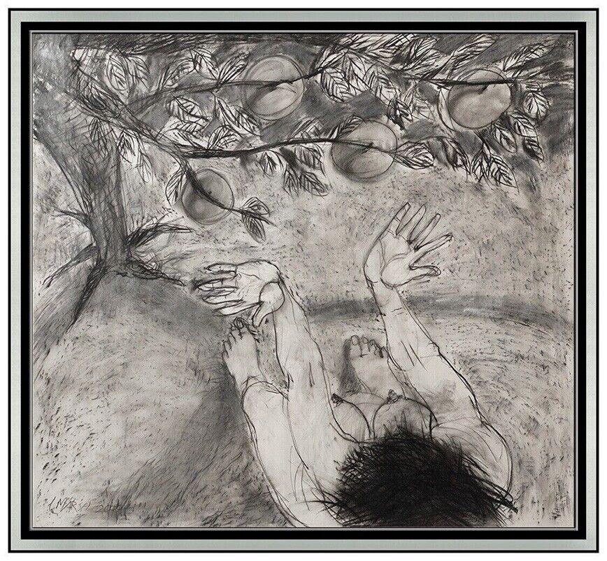 Lorna Marsh Large Original Charcoal Drawing Signed Female Figurative Framed Art (1 of 5)