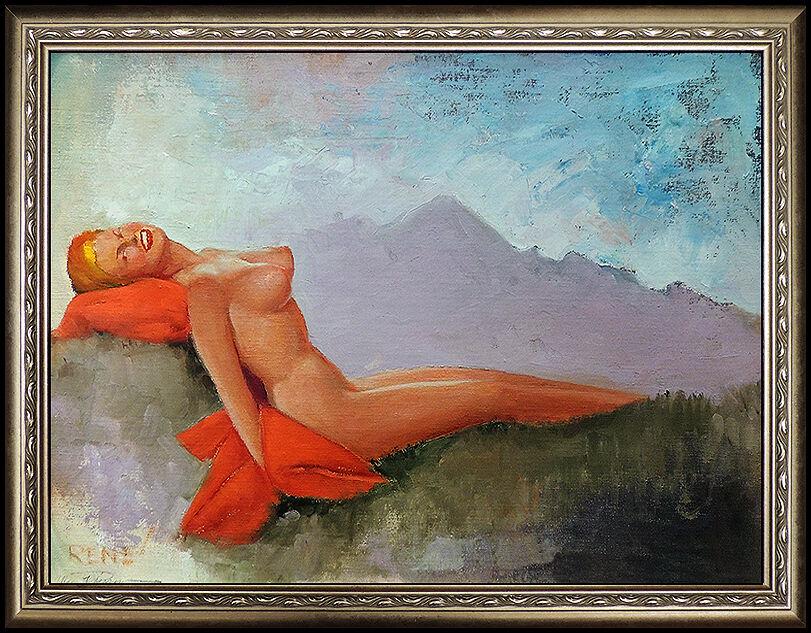 Earl Macpherson Original Oil On Canvas Signed Female Pin Up Illustration Framed (1 of 4)