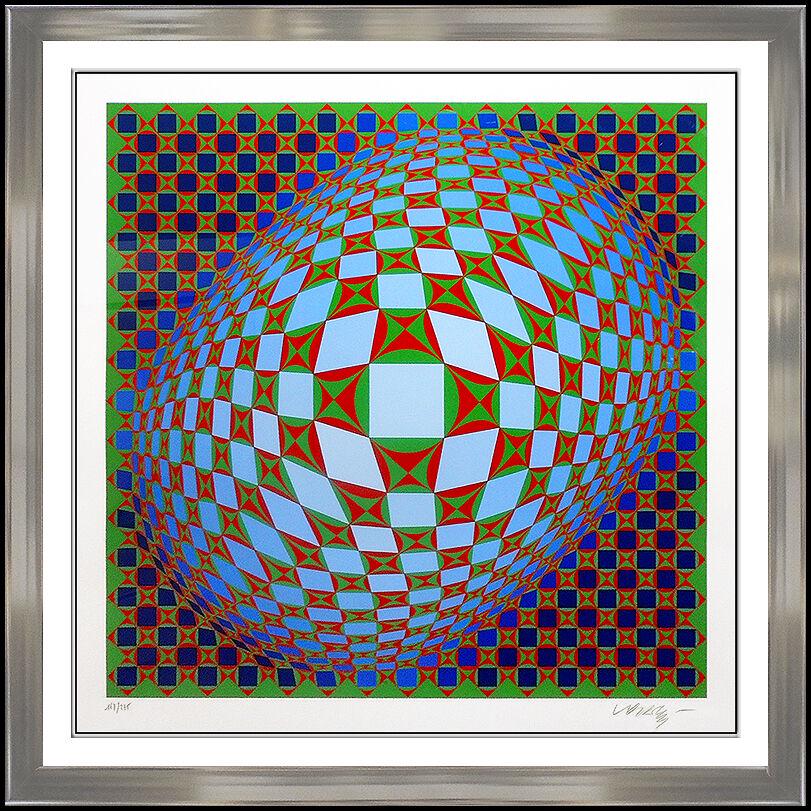 Victor Vasarely Original Color Silkscreen Vilag Signed Modern Op Art Illusion (1 of 5)