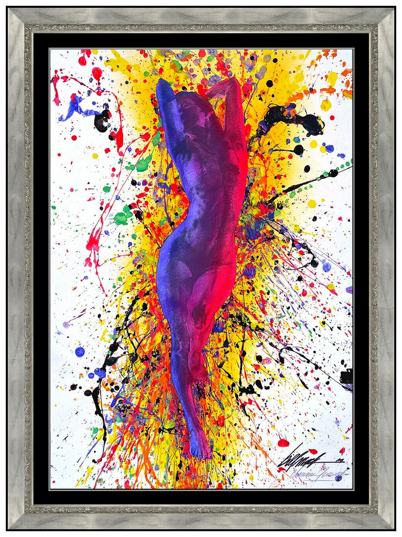 Bill Mack Charisma Original Acrylic Painting Hand Signed Female Nude Framed Art: This lot includes:Gallery COA & free domestic shipping (*insurance and international shipping for an additional charge)Artist: Bill MackTitle: Charisma FireworksMedium: Acrylic PaintingSize: 26" x 17.