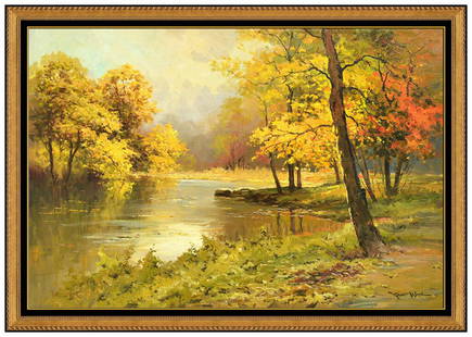 Robert William Wood Original Oil Painting On Canvas Landscape Signed Art Large: This lot includes:Gallery COA & free domestic shipping (*insurance and international shipping for an additional charge)Artist: Robert William WoodTitle: Autumn Woodland Medium: oil painting on canvasS