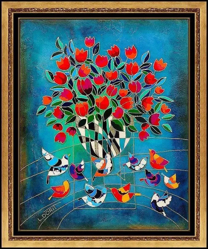 Dorit Levi Large Original Still Life Floral Painting On Canvas (1 of 6)