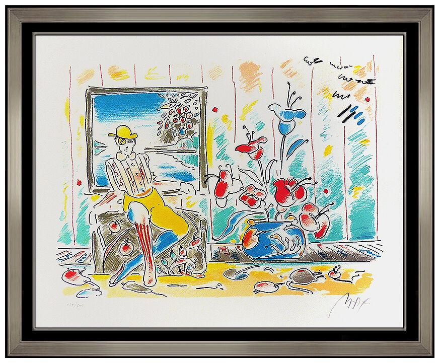 Peter Max Zero Man Vase Flowers Color Lithograph Hand Signed Vintage Pop Artwork (1 of 5)
