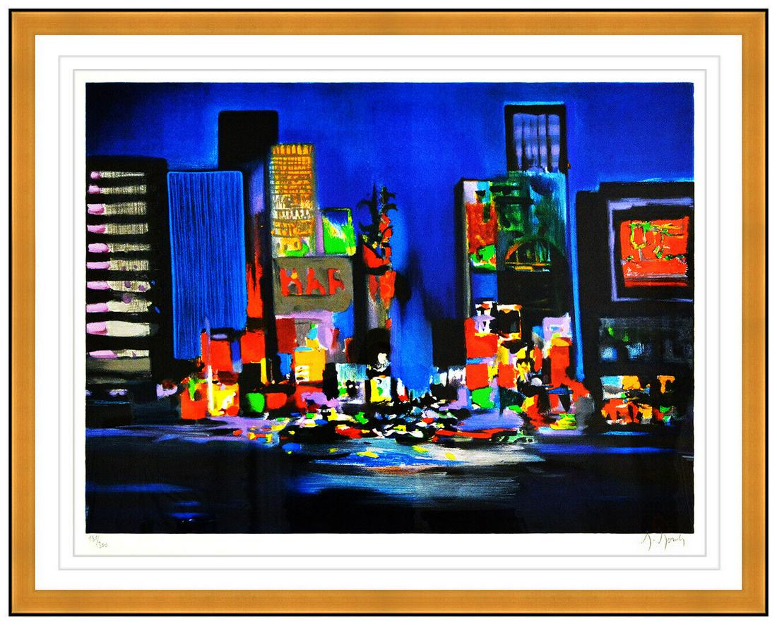 Marcel Mouly Large Color Lithograph Signed New York Times Square Signed Artwork: All lots in this auction include:Gallery COA & $50.00 flat rate shipping. Many items will be able to be combined into one shipment, therefore a reduced fee. (*insurance and international shipping for