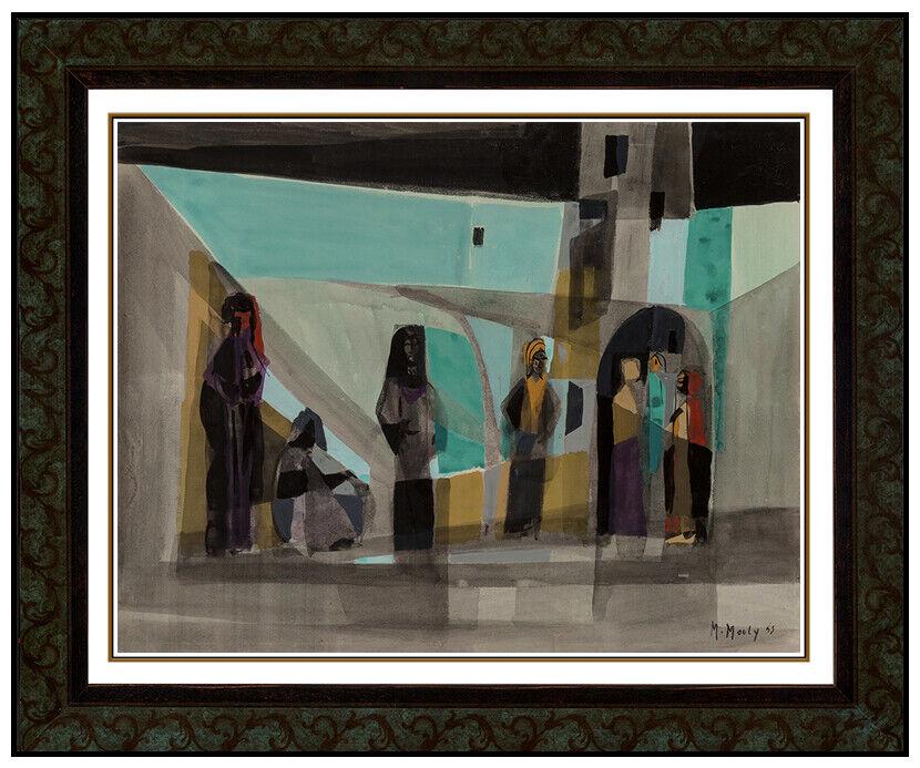 Marcel MOULY Authentic ORIGINAL PAINTING Gouache Cubism Portrait Signed Artwork (1 of 4)