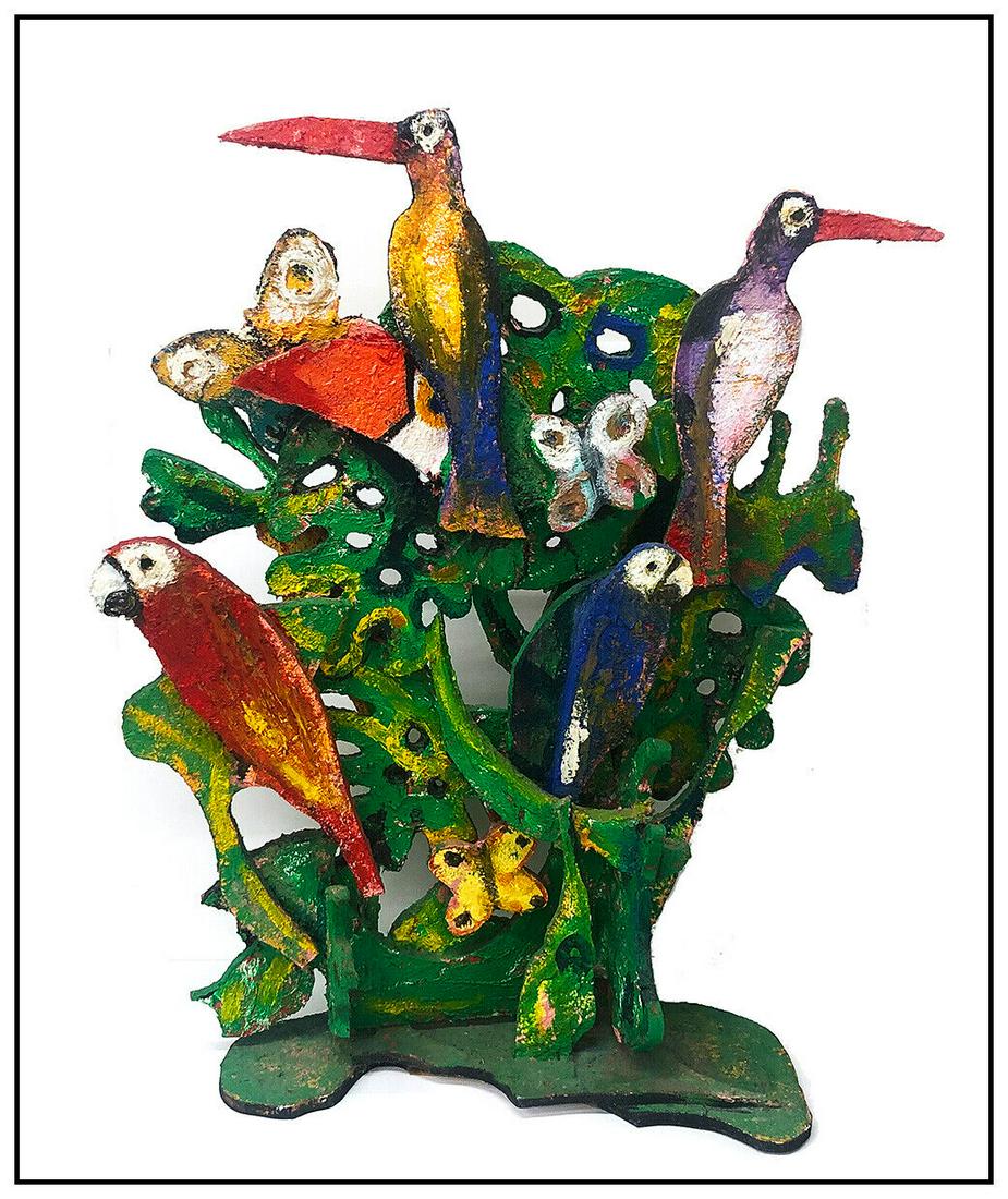 Hunt Slonem Large Original Acrylic Painting Wood Sculpture Macaws Birds Signed (1 of 6)