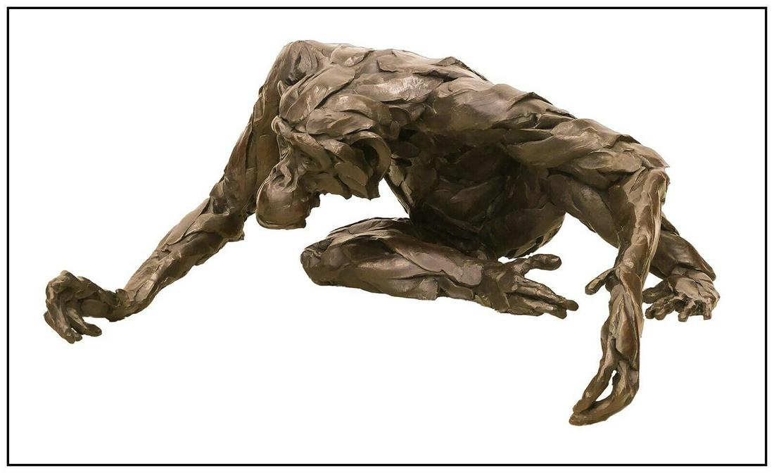 BART WALTER The Gathering Large BRONZE SCULPTURE Chimpanzee Full Round Signed (1 of 5)