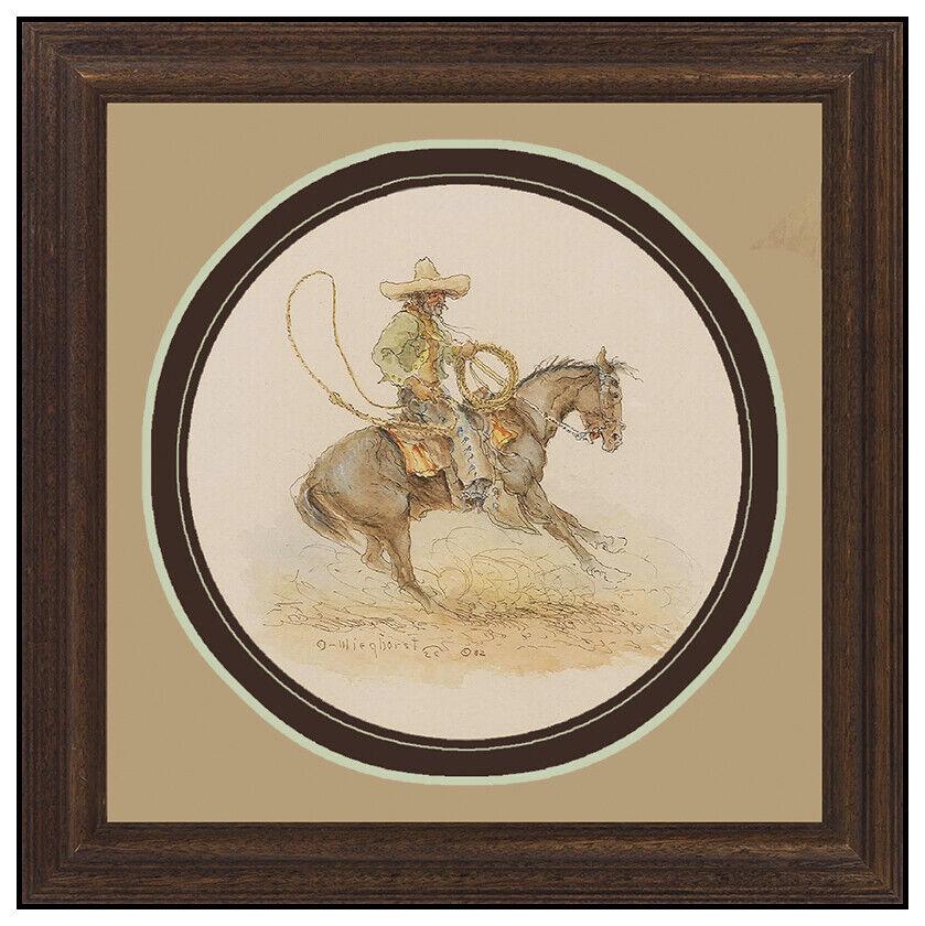 Olaf Wieghorst Watercolor Painting On Board Cowboy Western Horse Signed Artwork (1 of 4)