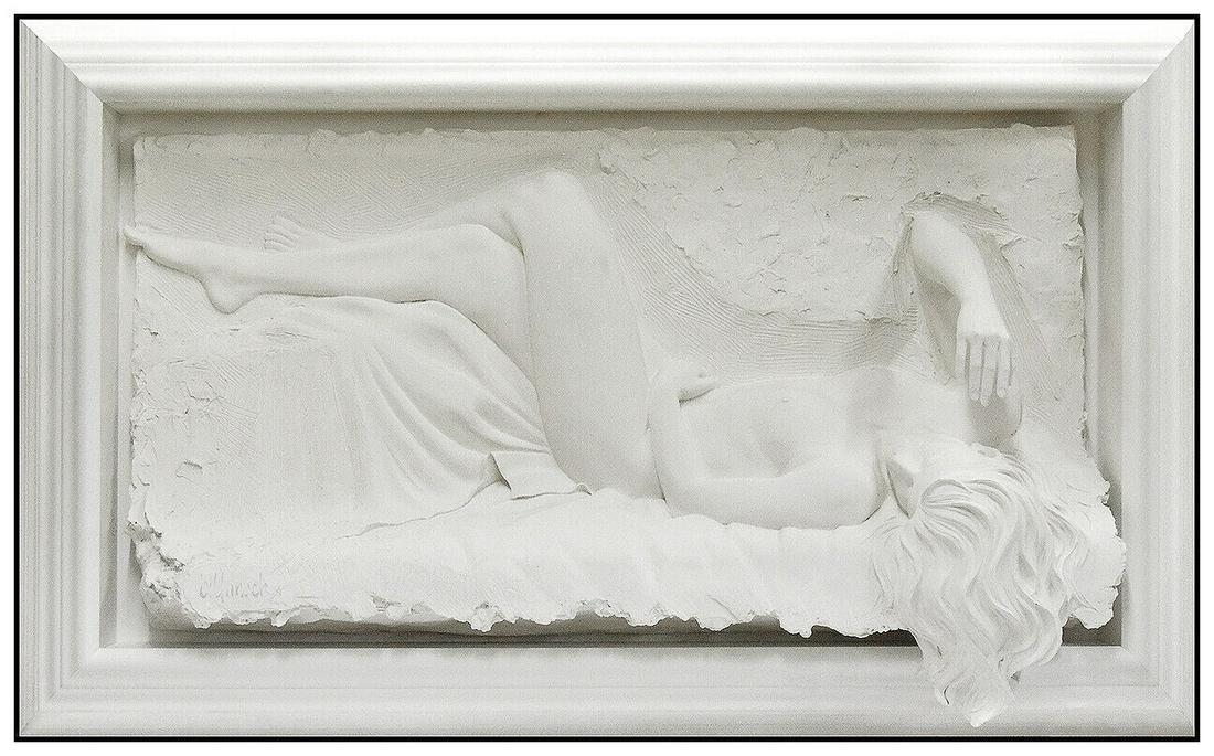 Bill Mack Rhapsody Large Bonded Sand Relief Sculpture Signed Nude Female Artwork: This lot includes:Gallery COA & free domestic shipping (*insurance and international shipping for an additional charge)Artist: Bill MackTitle: EnvisionMedium: Bonded Sand ReliefSize: 30" x 12.5" x 55"
