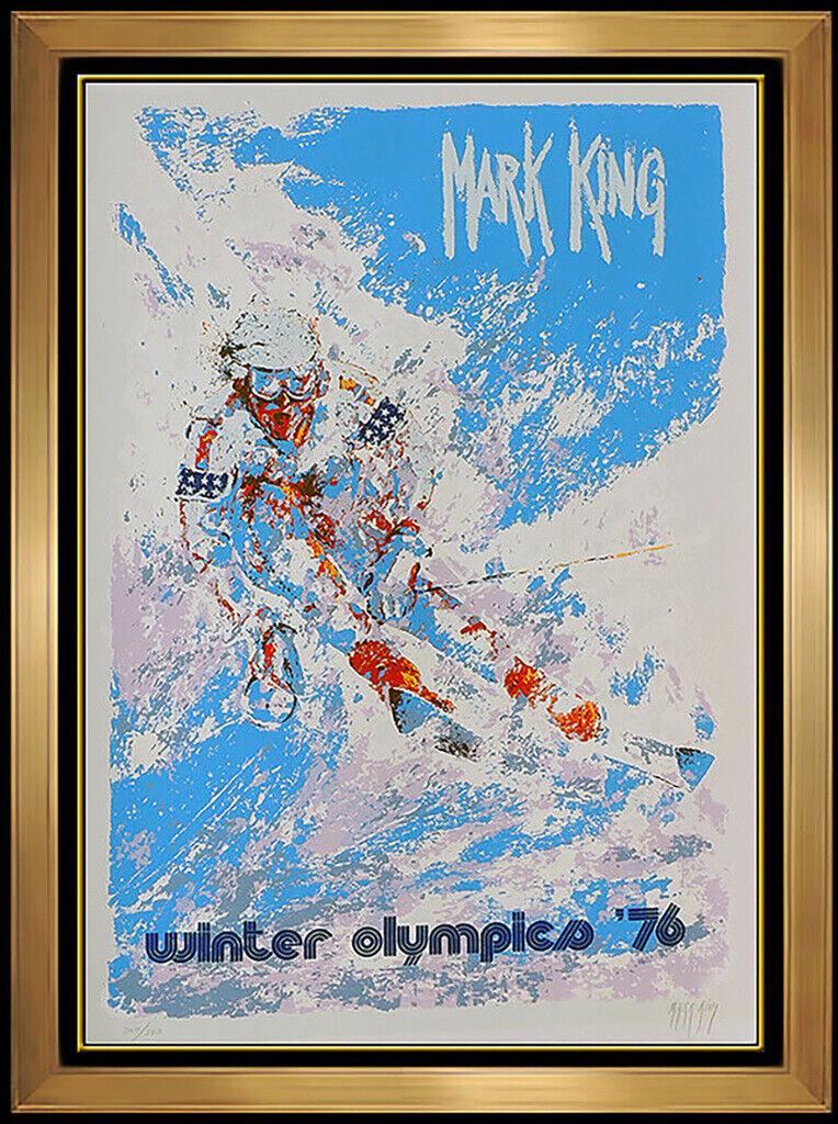 Mark King Winter Olympics Color Serigraph Signed Downhill Snow Skiing Artwork (1 of 5)