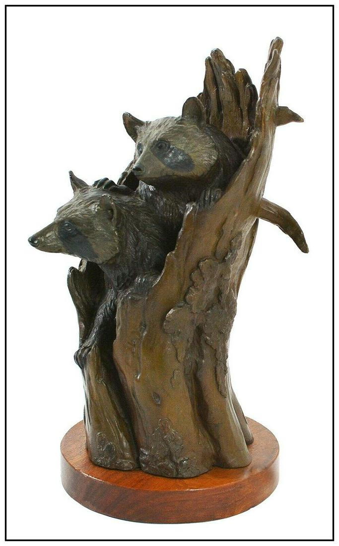 Clark Bronson Original Bronze Wildlife Sculpture Signed Watching The Neighbors Art (1 of 5)