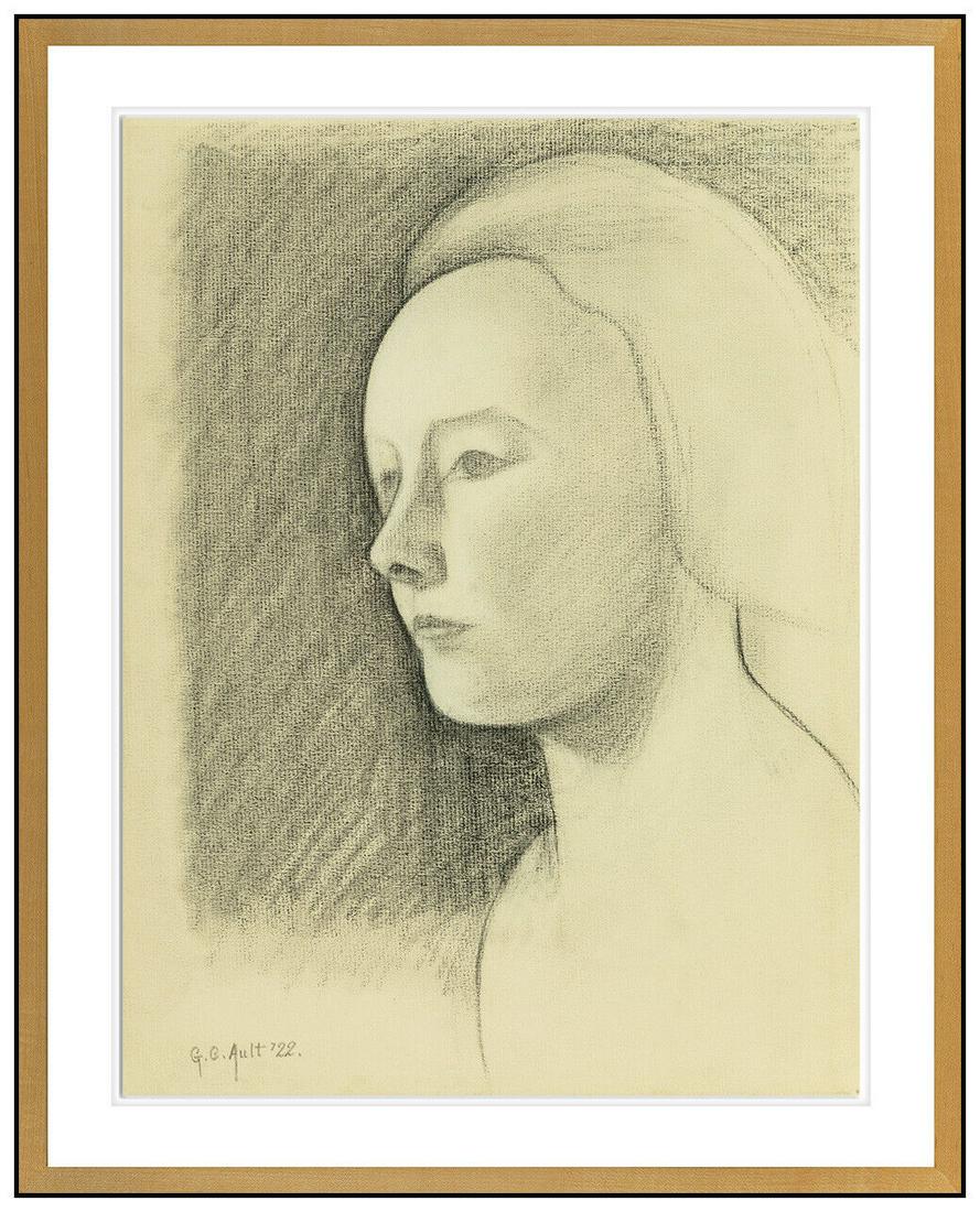 George Ault Original Female Figure Portrait Pencil Drawing Signed Framed Artwork (1 of 4)
