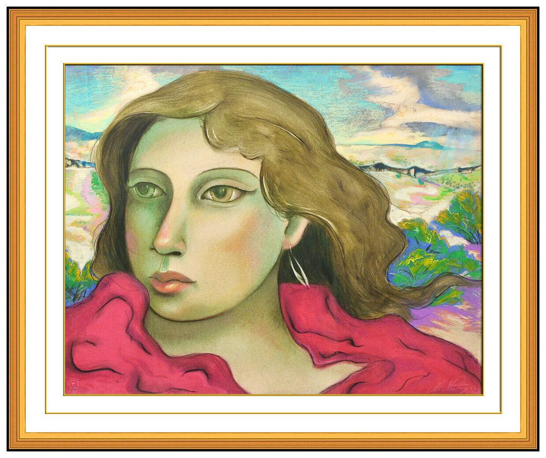 Miguel Martinez Original Female Portrait Painting Color Pastel Signed Artwork (1 of 6)