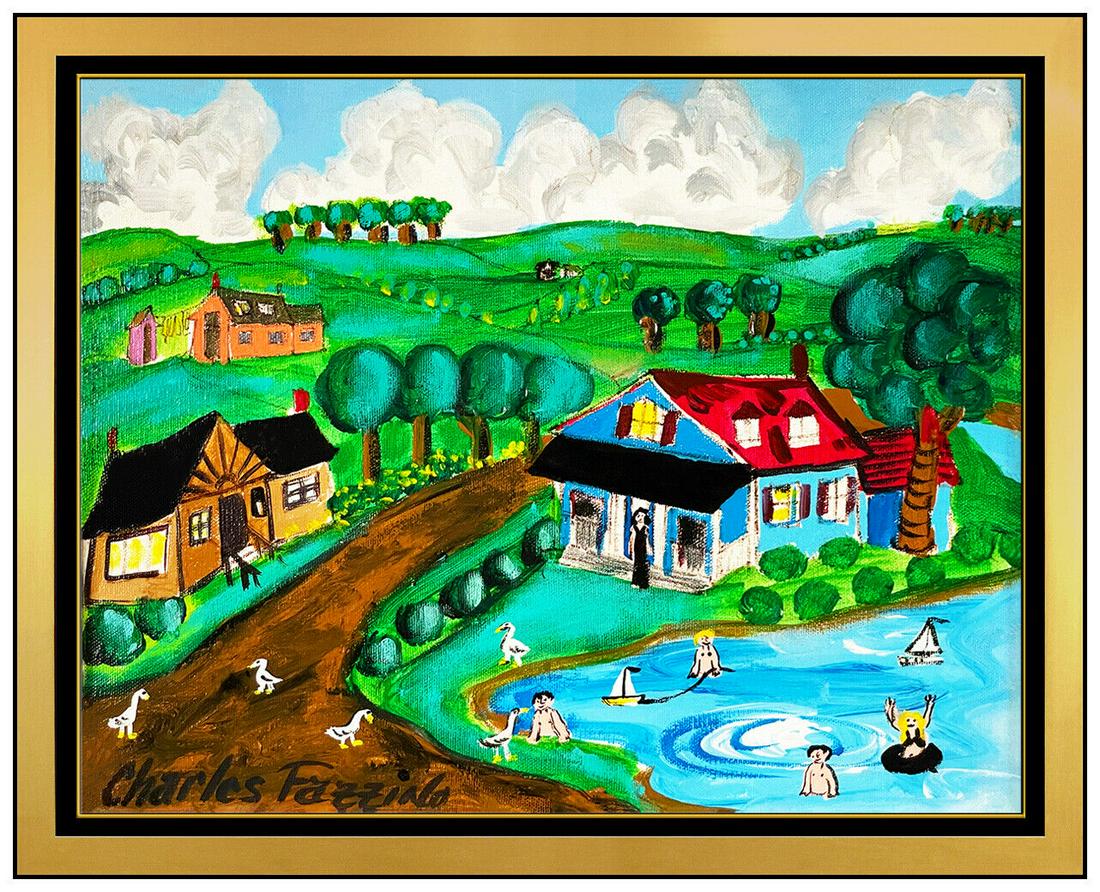 Charles Fazzino Entirely Original Acrylic Painting On Canvas Framed Authentic: This lot includes:Gallery COA & free domestic shipping (*insurance and international shipping for an additional charge)Artist: Charles FazzinoTitle: Summer FunMedium: Original Acrylic Painting on Canv