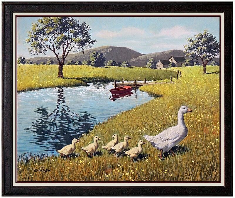 Arthur Sarnoff Original Oil Painting On Canvas Signed Illustration Artwork Duck (1 of 5)