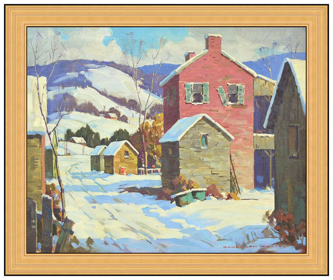 Randolph Coats Original Winter Landscape Painting Oil On Canvas Signed Artwork (1 of 5)