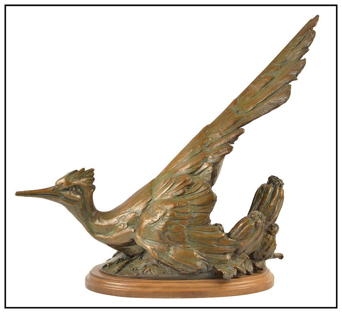Sandy Scott Large Bronze Sculpture Southwest Express Bird Wildlife Signed Art (1 of 6)