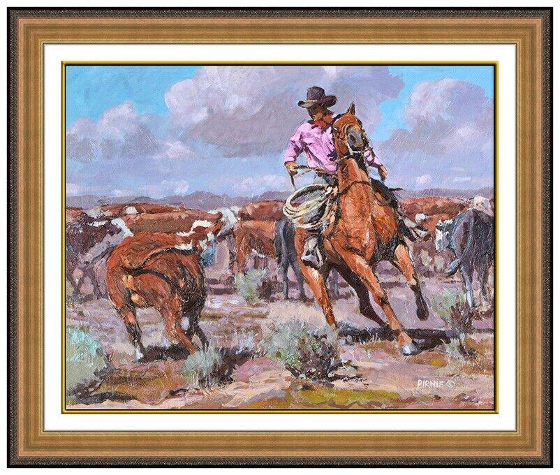Larry Pirnie Original Signed Western Acrylic Painting On Board Framed Signed Art (1 of 4)