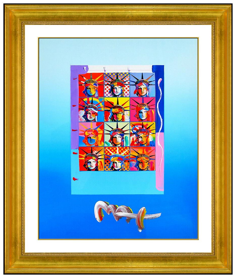 Peter Max Original Painting Statue Of Liberty Justice For All America Signed Art (1 of 6)