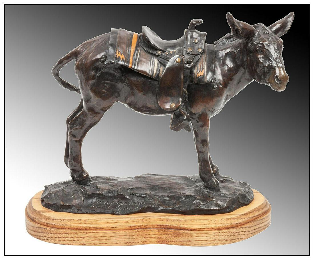 Veryl Goodnight Original Bronze Animal Sculpture Burrito Full Round Signed Art (1 of 3)