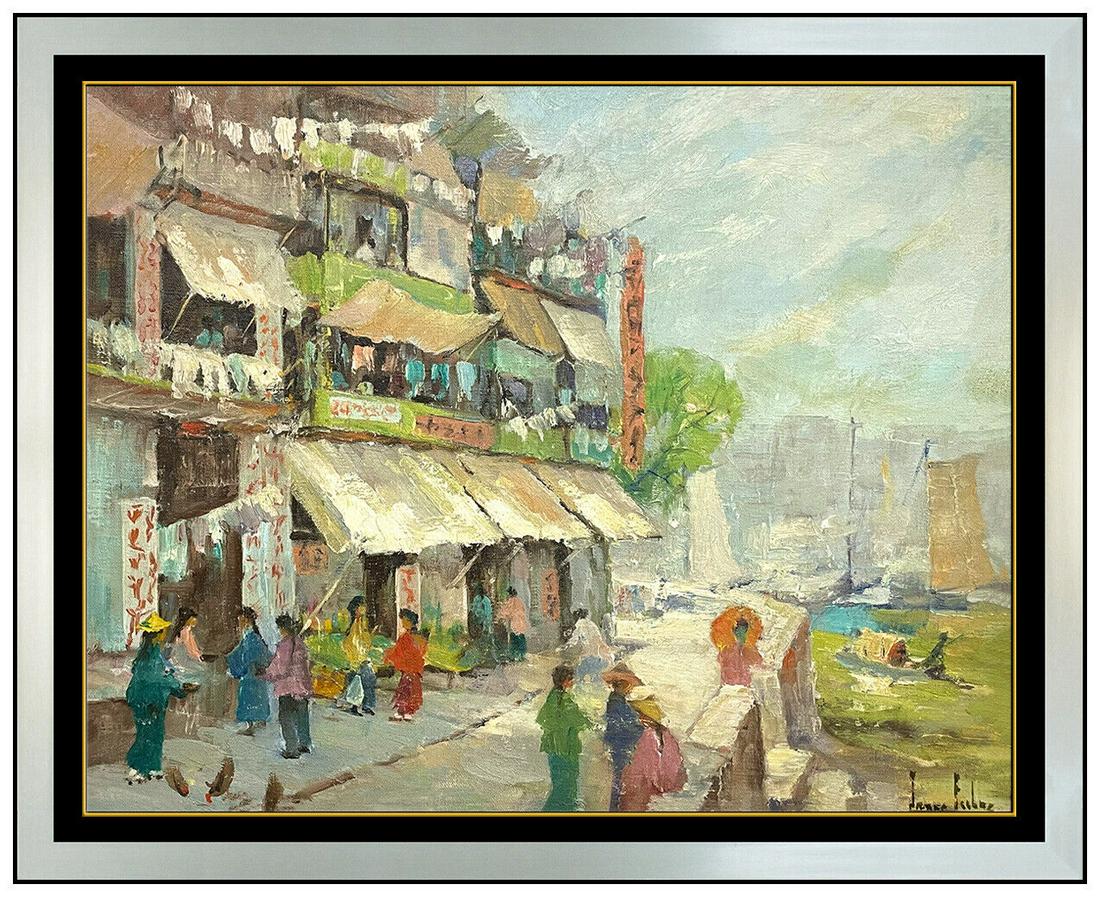 James Eccles Original Oil Painting On Board Signed Cityscape Framed Hong Kong (1 of 4)