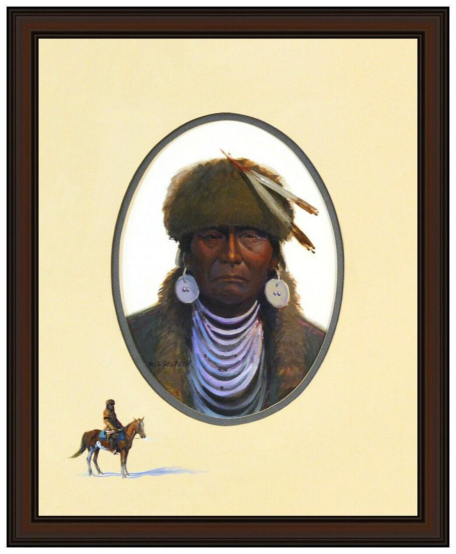 W Steve Seltzer Original Painting Western Native American Portrait Signed Art (1 of 5)