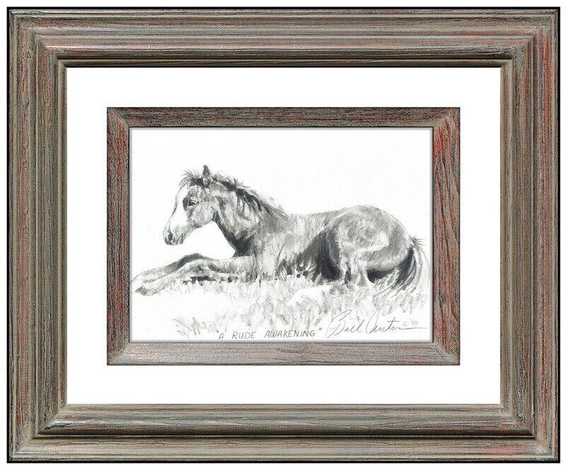 Bill Anton Original Charcoal Drawing On Board Signed Horse Framed Western Art (1 of 4)