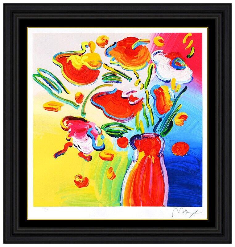 Peter Max Vase Of Flowers Color Silkscreen Hand Signed Modern Pop Artwork Framed (1 of 6)