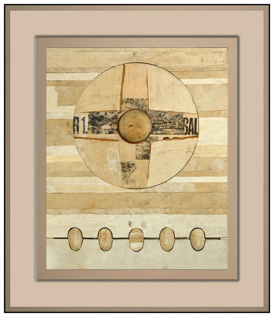 Robert Courtright Original Abstract Collage On Board Framed Signed Framed Art: This lot includes:Gallery COA & free domestic shipping (*insurance and international shipping for an additional charge)Artist: Robert CourtrightTitle: UntitledMedium: collage on boardSize: 29” x